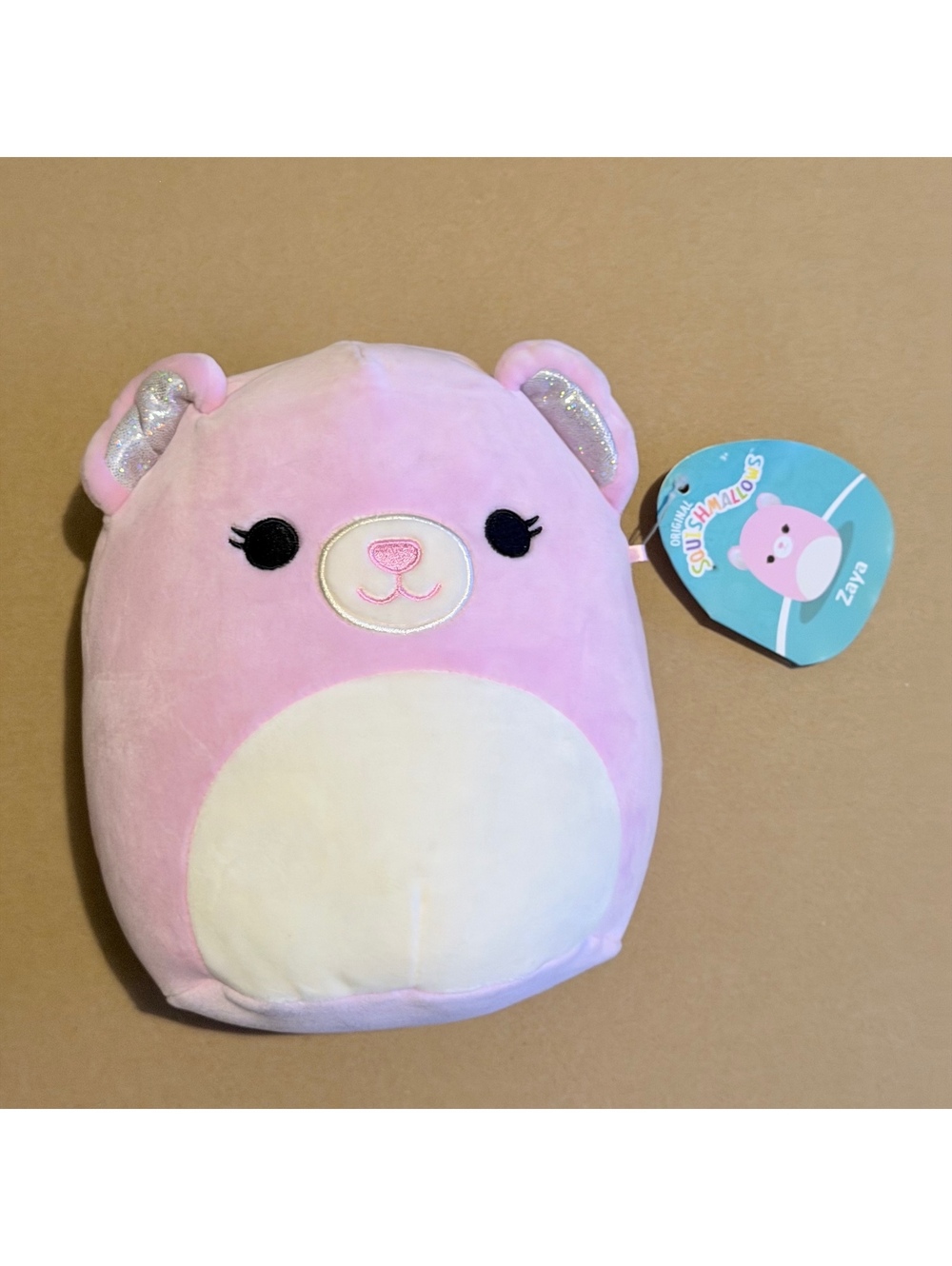 Squishmallows Zaya Pink Bear 7” Plush NWT Silver Sparkle Ears #1148 2021